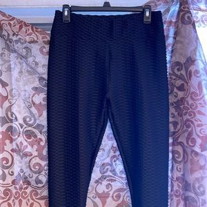 Black Women’s Leggings Waffle Textured